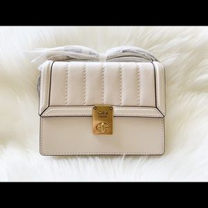 Coach Hutton Quilted Belt Bag with Chain, Chalk